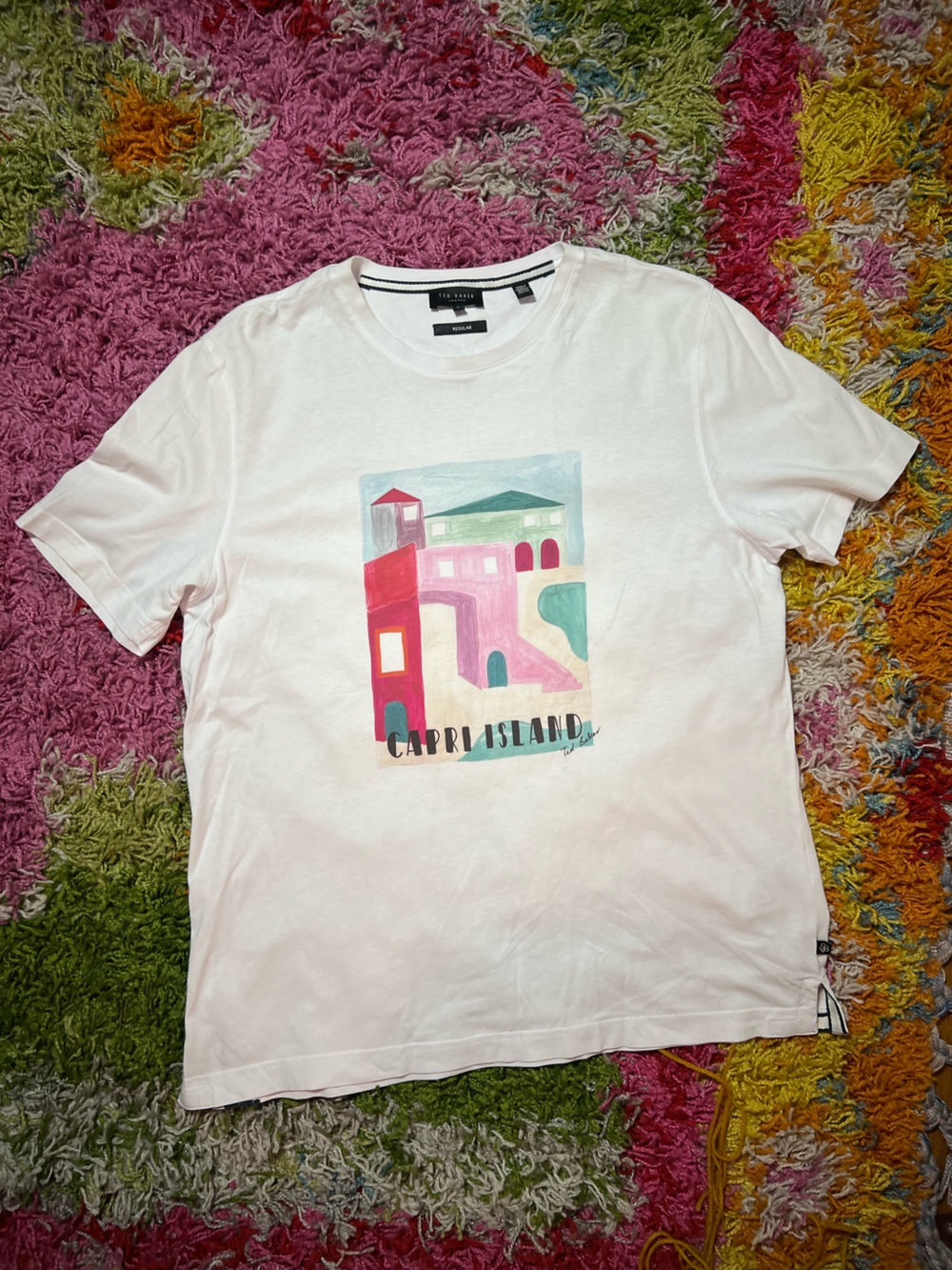 Ted Baker White Tee with Pink & Red Building Print